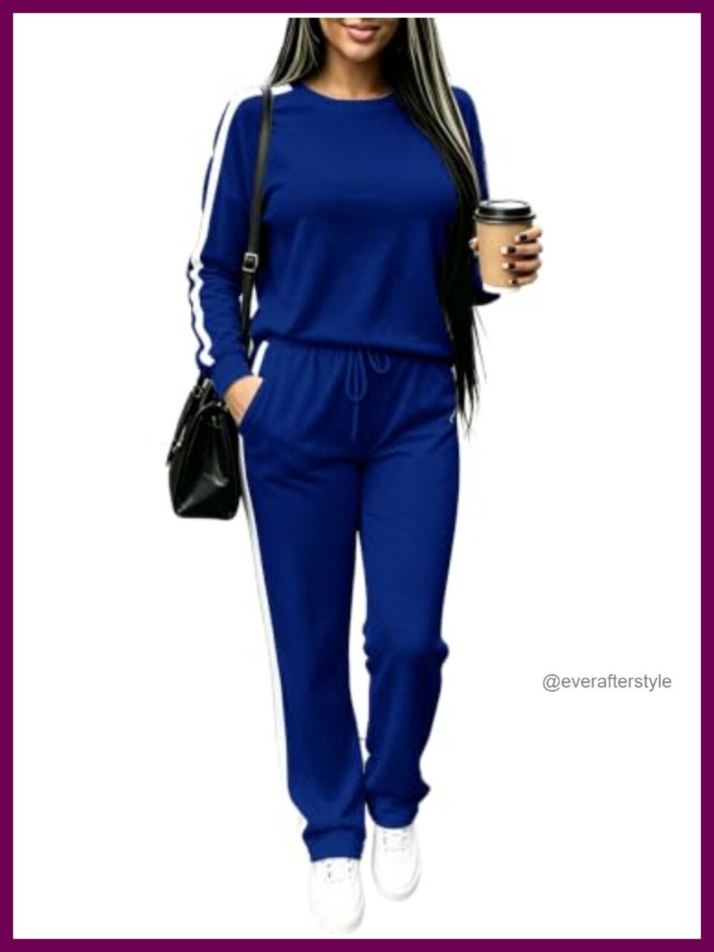 Womens 2 Piece Lounge Set Long Sleeve Crewneck Top Drawstring Sweatpants